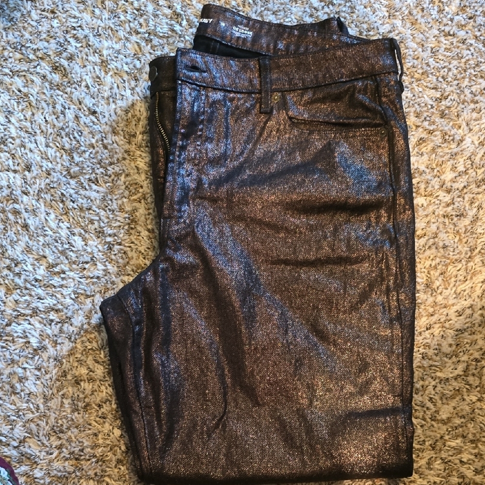Old Navy Shimmering Black Straight Leg Pants - Picture 3 of 4